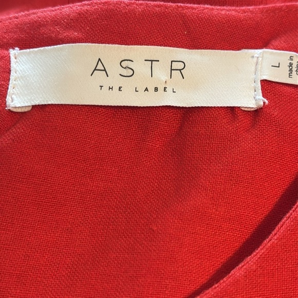 ASTR The Label Coral Red ruffle faux wrap around skirt ruffle sleeves dress Sz L - Picture 6 of 12